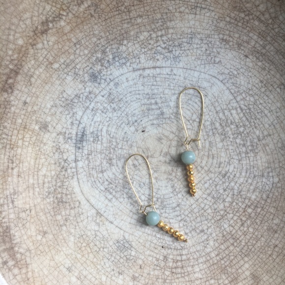 🐝 hand made gold dipped marble earrings ✨ - Picture 2 of 2